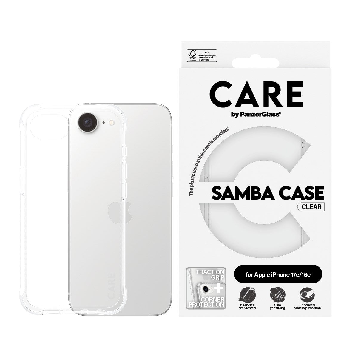CARE™ by PanzerGlass® Samba Case Transparent iPhone 17e | 16e